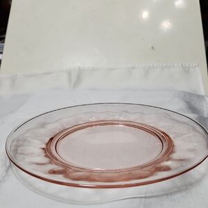 Elegant Pink Glass Salad Plate SET